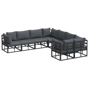 vidaXL Conjunto de sof&aacute;s de jard&iacute;n 8 uds. Negro Acero