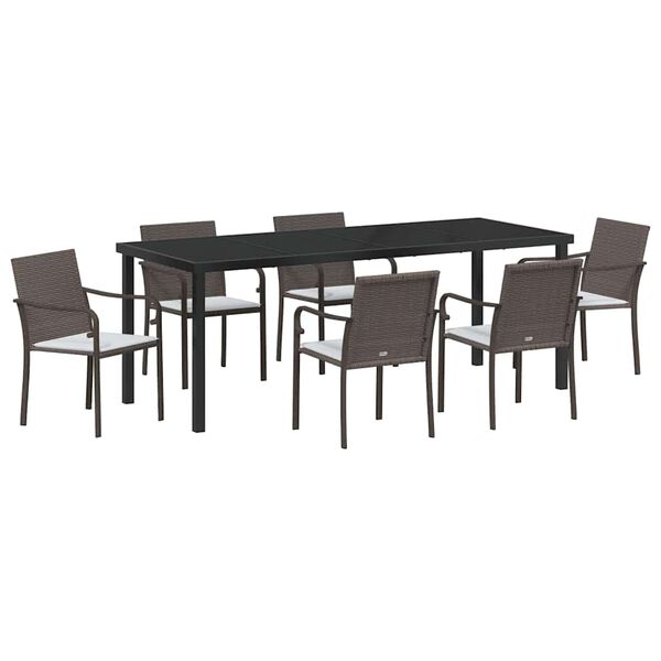 vidaXL Conjunto de Comedor de Jard&iacute;n 7 pcs Marr&oacute;n y Negro