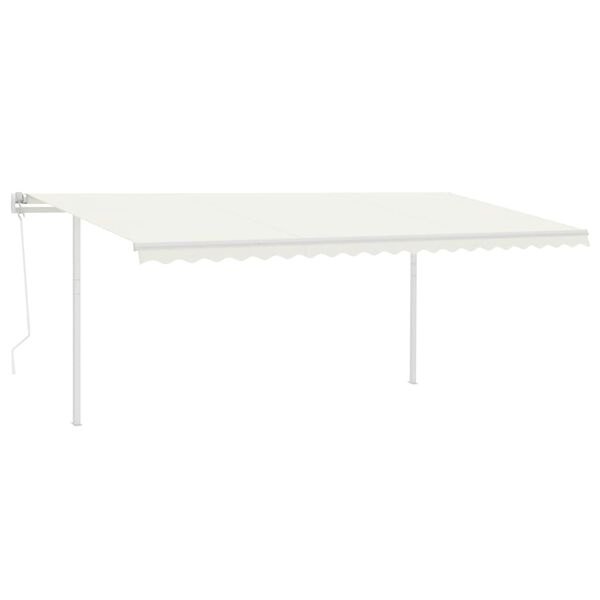 vidaXL Toldo autom&aacute;tico con LED y sensor de viento crema 5x3 m