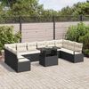 vidaXL Conjunto de sof&aacute; de jard&iacute;n 11 pcs Negro y crema rat&aacute;n sint&eacute;tico
