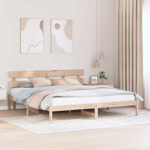 vidaXL Estructura de cama Marr&oacute;n 180 x 200 cm Madera maciza de Pino