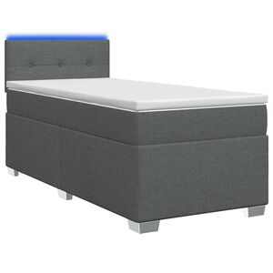 vidaXL Cama con Base Tapizada, Colch&oacute;n y Luz LED Gris oscuro Tela