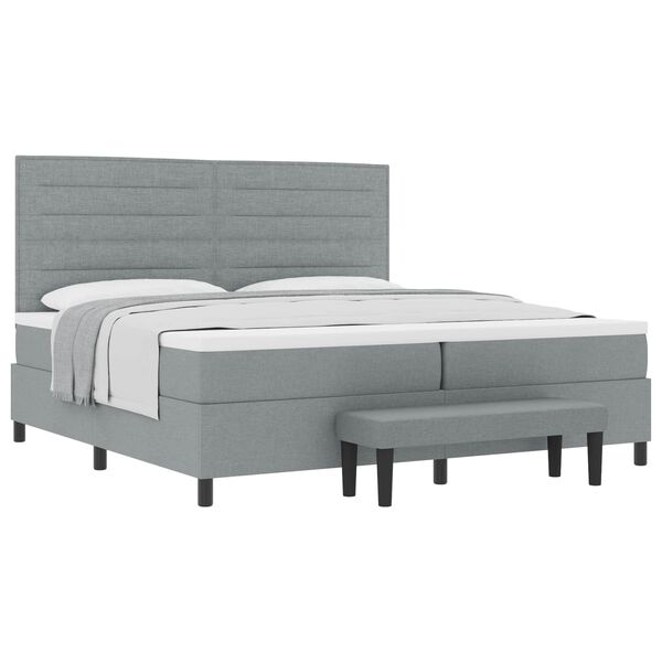 vidaXL Cama tipo Box Spring con colch&oacute;n Gris Claro 200 x 200 cm tela
