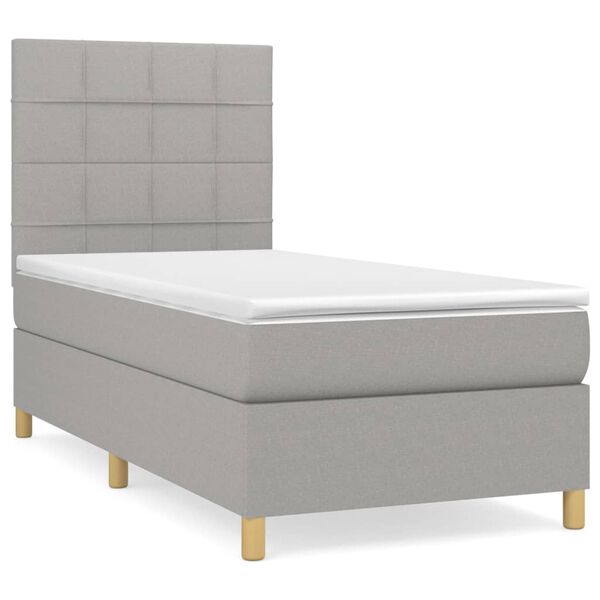 vidaXL Cama box spring con colch&oacute;n tela gris claro 80x200 cm