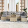 vidaXL Conjunto de sof&aacute; de jard&iacute;n 9 pcs Beige Polirat&aacute;n