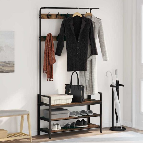 vidaXL Perchero Roble ahumado 95 x 34 x 184 cm Madera de ingenier&iacute;a