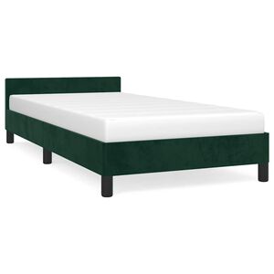 vidaXL Estructura de cama sin colch&oacute;n terciopelo verde oscuro 80x200cm