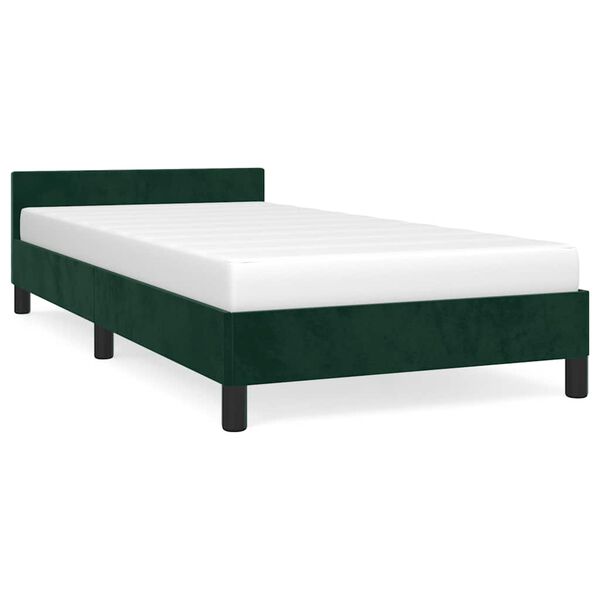 vidaXL Estructura de cama sin colch&oacute;n terciopelo verde oscuro 80x200cm