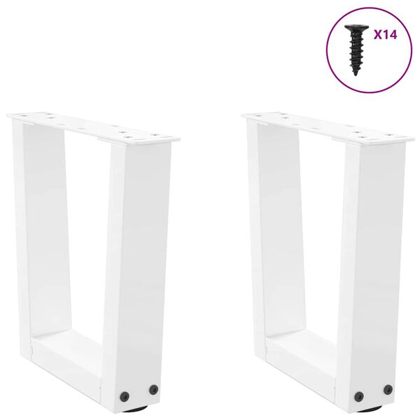 vidaXL Patas para mesa de centro en forma de V (2 unidades), color blanco, 30 x (30-31,3) cm, acero