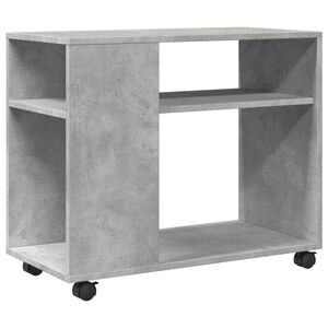 vidaXL Mesa auxiliar ruedas madera ingenier&iacute;a gris hormig&oacute;n 70x35x60cm