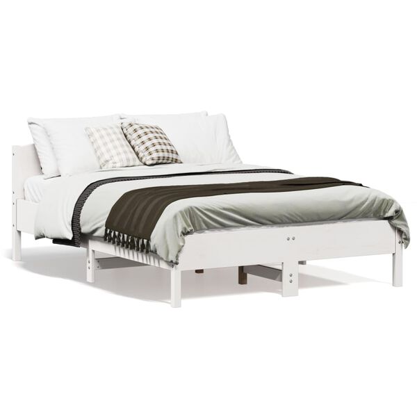 vidaXL Estructura de cama sin colch&oacute;n madera maciza blanca 120x190 cm
