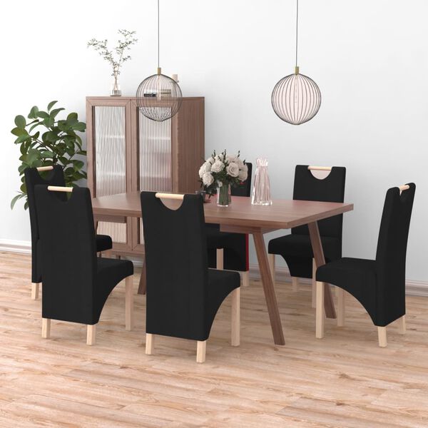 vidaXL Sillas de comedor 6 unidades tela negro