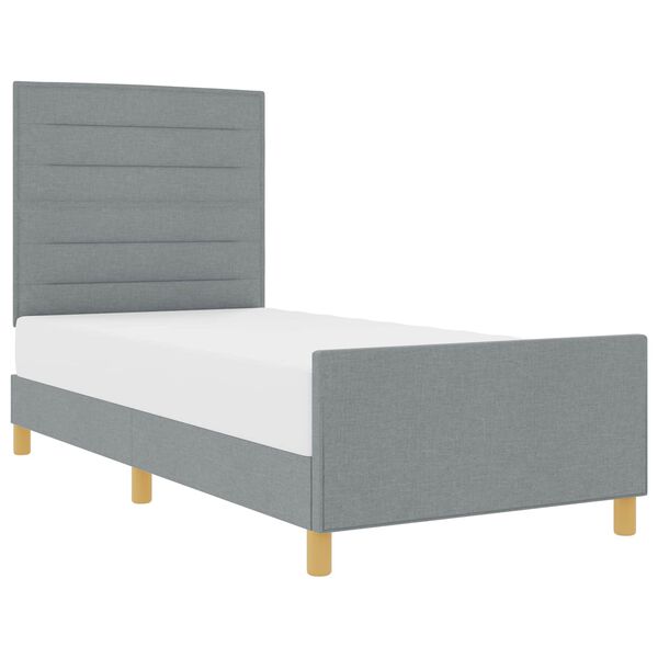 vidaXL Estructura de cama con cabecera Gris claro 90 x 200 cm tela