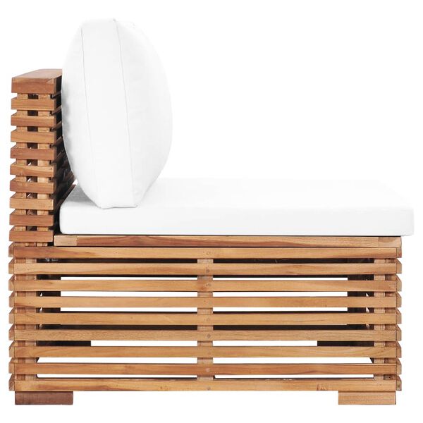 vidaXL Sof&aacute; central de jard&iacute;n madera maciza teca y coj&iacute;n color crema