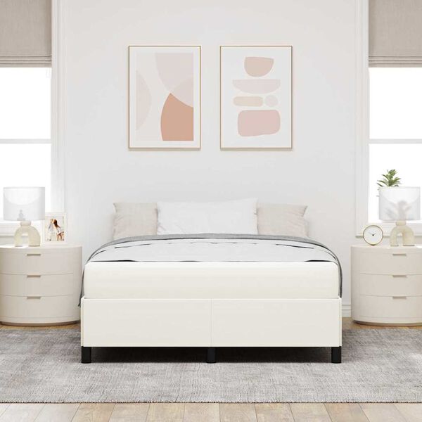 vidaXL Estructura de cama con colch&oacute;n Crema 140 x 200 cm tela
