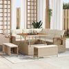 vidaXL Conjunto de sof&aacute;s de jard&iacute;n 9 pcs Beige y Crema rat&aacute;n sint&eacute;tico