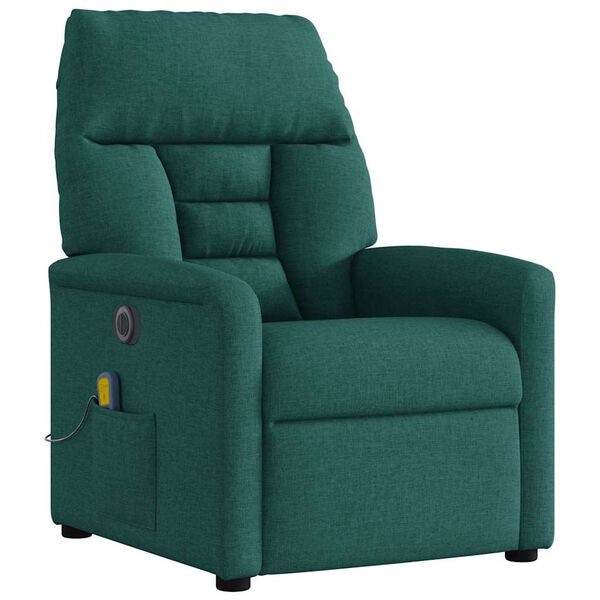 vidaXL Sill&oacute;n reclinable de masaje el&eacute;ctrico tela verde oscuro