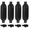 vidaXL Parachoques para barco 4 unidades PVC negro &Oslash; 14x50 cm