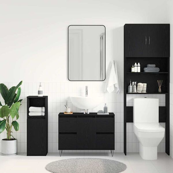 vidaXL Gabinete de Lavabo para Baño Roble Negro 80 x 33 x 60 cm
