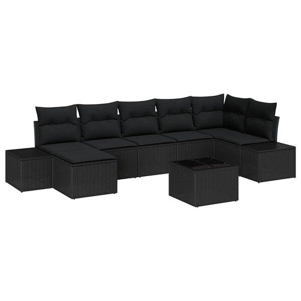 vidaXL Conjunto de sof&aacute; de jard&iacute;n 7 pcs Negro rat&aacute;n sint&eacute;tico