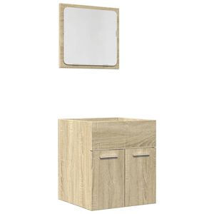 vidaXL Set de muebles de ba&ntilde;o 2 pzas madera contrachapada roble Sonoma