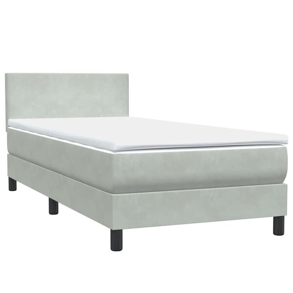 vidaXL Cama box spring con colch&oacute;n terciopelo gris claro 80x210 cm