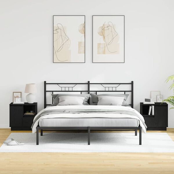 vidaXL Armario de Noche con caj&oacute;n 2 pcs Roble Negro 50 x 34,5 x 50 cm.