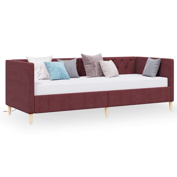 vidaXL Sof&aacute; cama con colch&oacute;n USB de tela morado 90x200 cm