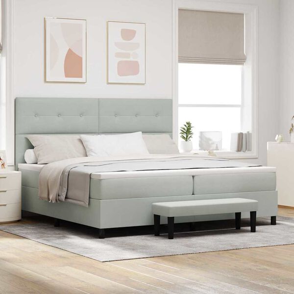 vidaXL Cama tipo Box Spring Gris claro 200 x 200 cm Terciopelo