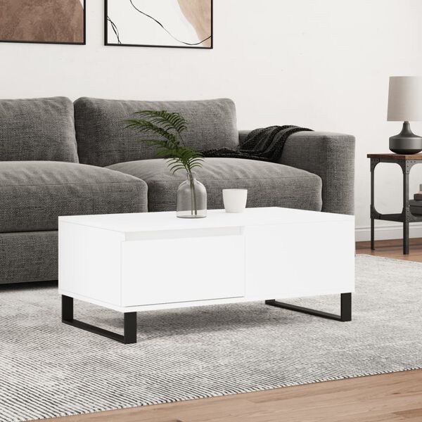 vidaXL Mesa de centro madera contrachapada blanco 90x50x36,5 cm