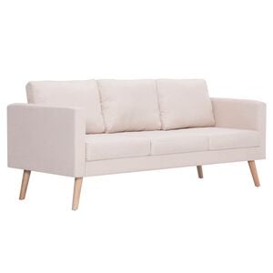 vidaXL Sof&aacute; de 3 plazas de tela color crema