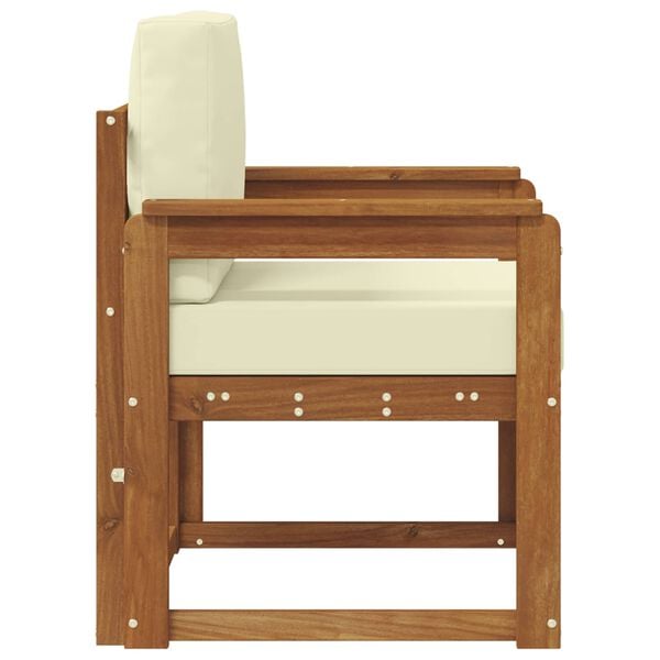 vidaXL Sof&aacute; de exterior Madera de Acacia S&oacute;lida y Poli&eacute;ster Natural