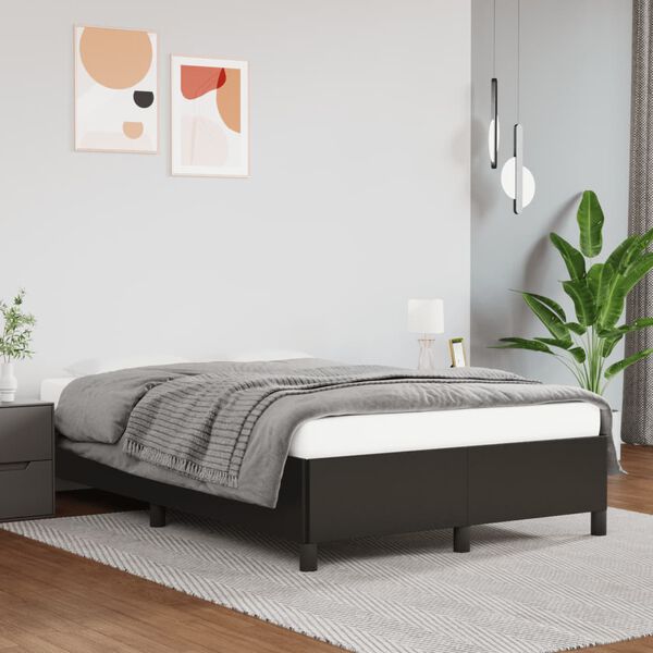 vidaXL Estructura de cama sin colch&oacute;n cuero sint&eacute;tico negro 120x190 cm