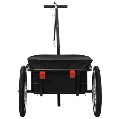 vidaXL Remolque de bicicleta/carrito de mano acero negro 155x60x83 cm