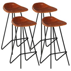 vidaXL Taburetes de barra de cocina 4 unidades cuero aut&eacute;ntico marr&oacute;n