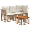 vidaXL Conjunto de sof&aacute;s de exterior 4 pcs Natural y Crema Poli&eacute;ster