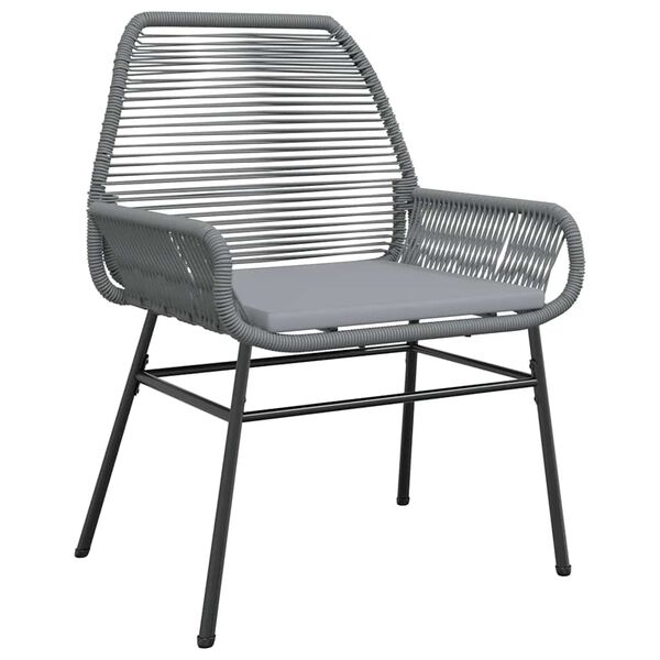 vidaXL Juego comedor jard&iacute;n 7 pzas cojines rat&aacute;n sint&eacute;tico vidrio gris