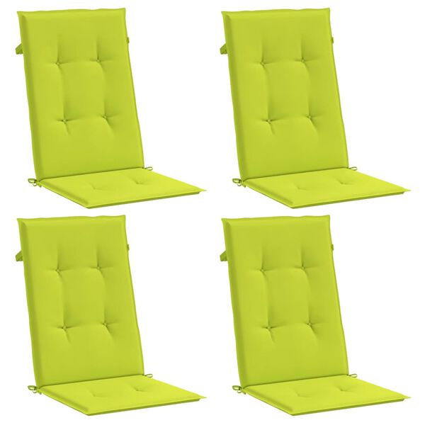 vidaXL Coj&iacute;n silla de jard&iacute;n respaldo alto 4 uds tela verde 120x50x3cm