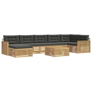 vidaXL Conjunto de sof&aacute;s de exterior 8 uds. Blanco y Antracita