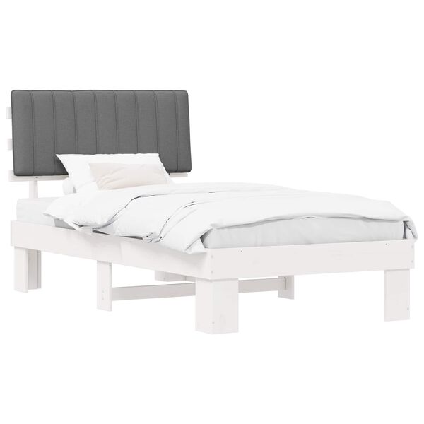 vidaXL Estructura de Cama con Cabecera Tapizada Gris Claro