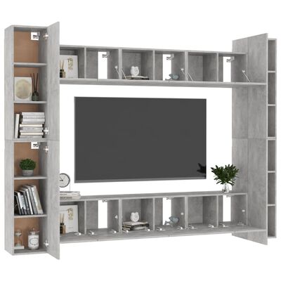 vidaXL Set de muebles de salón 10 pzas madera ingeniería gris hormigón