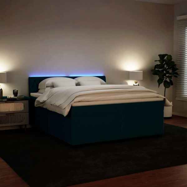 vidaXL Cama box spring con colch&oacute;n terciopelo azul 200x200 cm