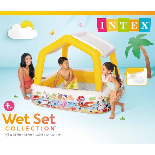 Intex Piscina hinchable con parasol 157x157x122 cm