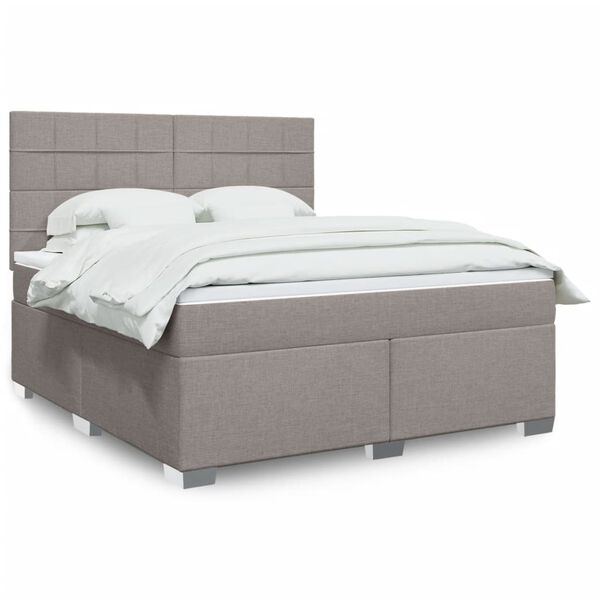 vidaXL Cama box spring con colch&oacute;n tela gris taupe 180x200 cm