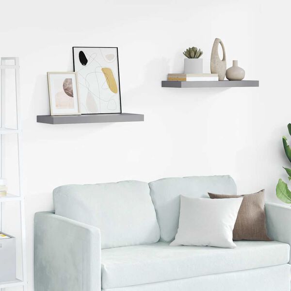 vidaXL Estante flotante pared 2 uds gris MDF 60x23,5x3,8 cm