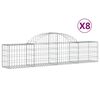 vidaXL Cestas de gaviones 8 uds forma de arco hierro 200x30x40/60 cm