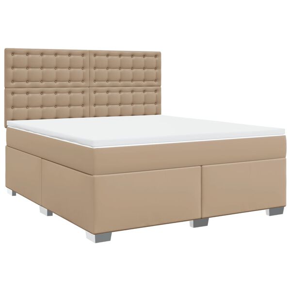 vidaXL Cama box spring con colch&oacute;n cuero sint&eacute;tico capuchino 180x200cm
