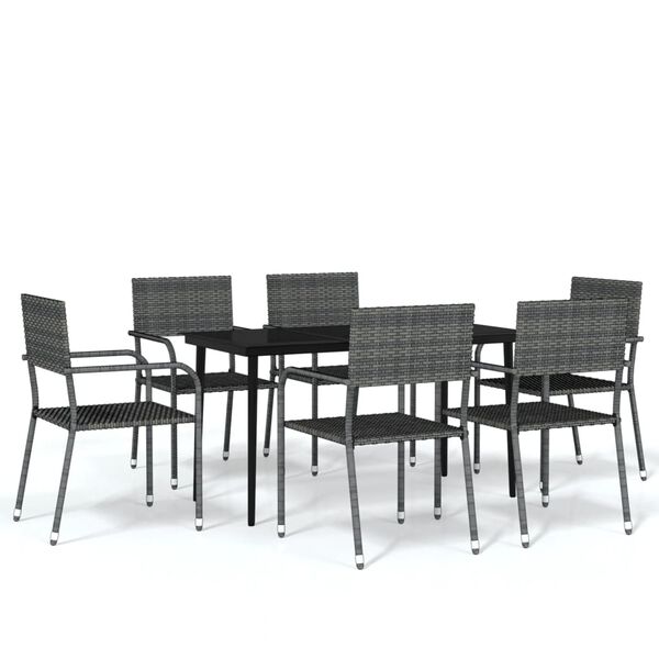 vidaXL Juego de comedor para jard&iacute;n 7 piezas gris