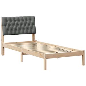 vidaXL Estructura de Cama con Cabecera Tapizada Marrón 90 x 200 cm