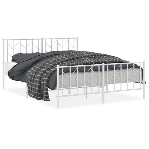 vidaXL Estructura cama sin colchón con estribo metal blanco 150x200 cm